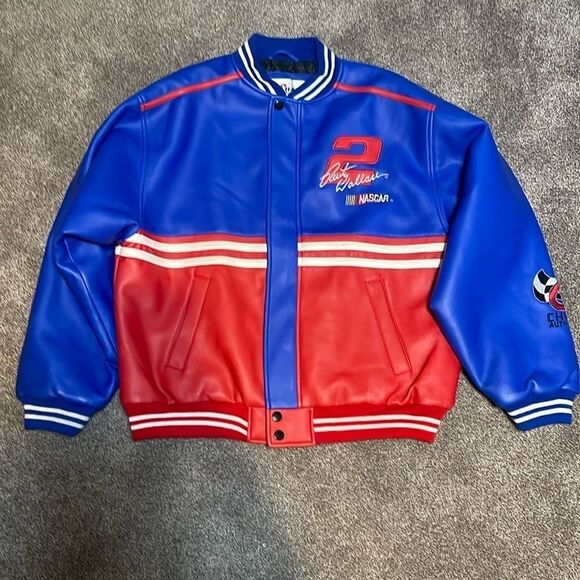 Nascar Rusty Wallace Chase Letterman Jacket Red White Blue Coat Men's Large L - Picture 1 of 11